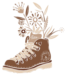 animated drawing of a boot with flowers growing out of it