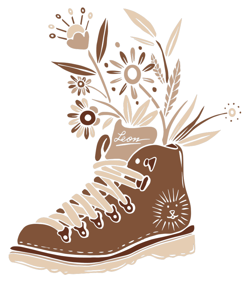 animated drawing of a boot with flowers growing out of it
